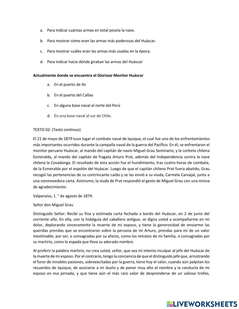 Práctica de comprensión  de textos