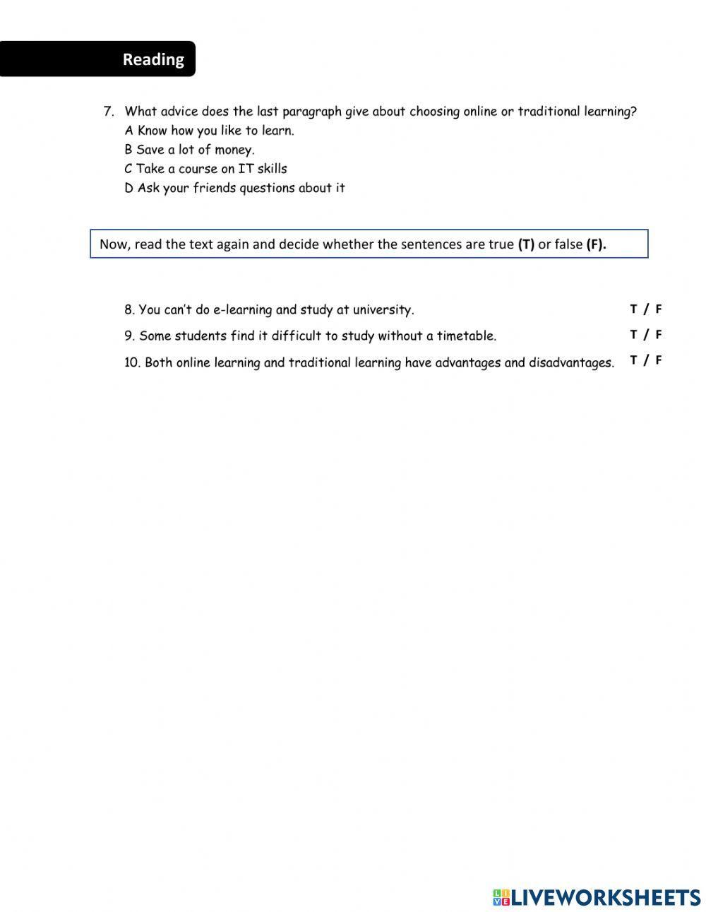 E-Learning or Traditional Learning