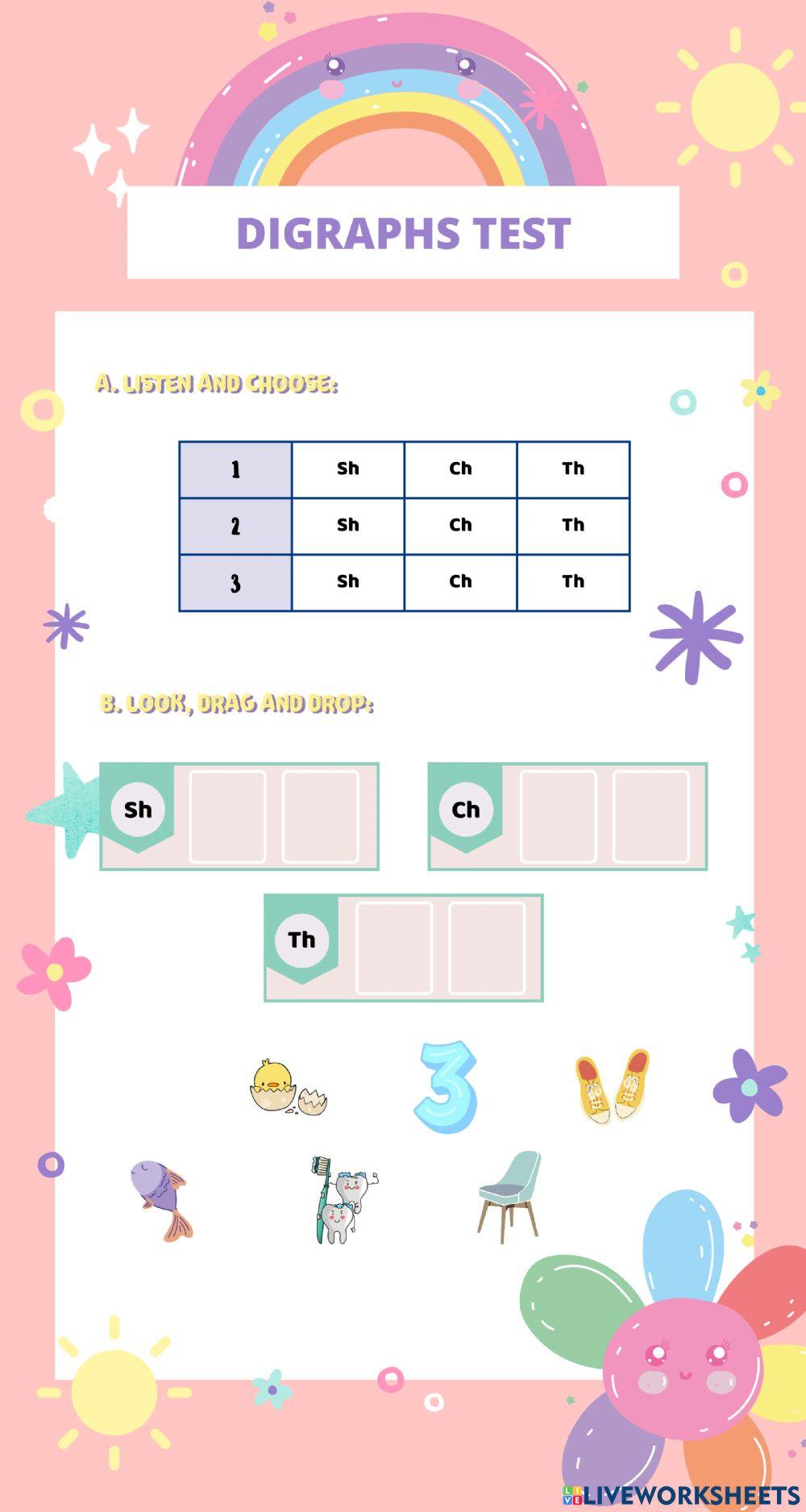 Digraphs Test worksheet | Live Worksheets