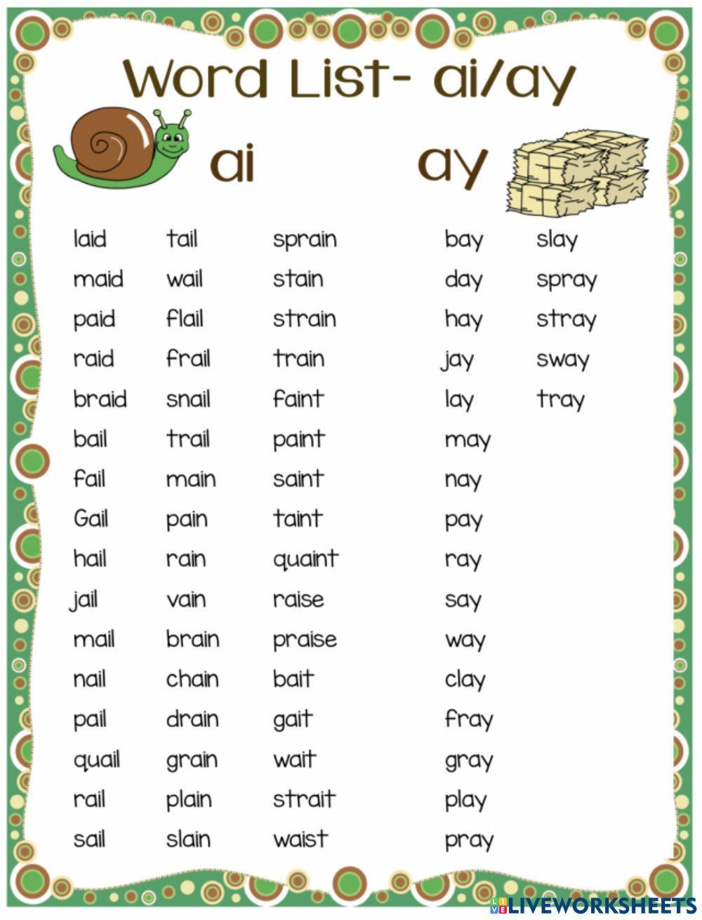 Phonics ai-ay