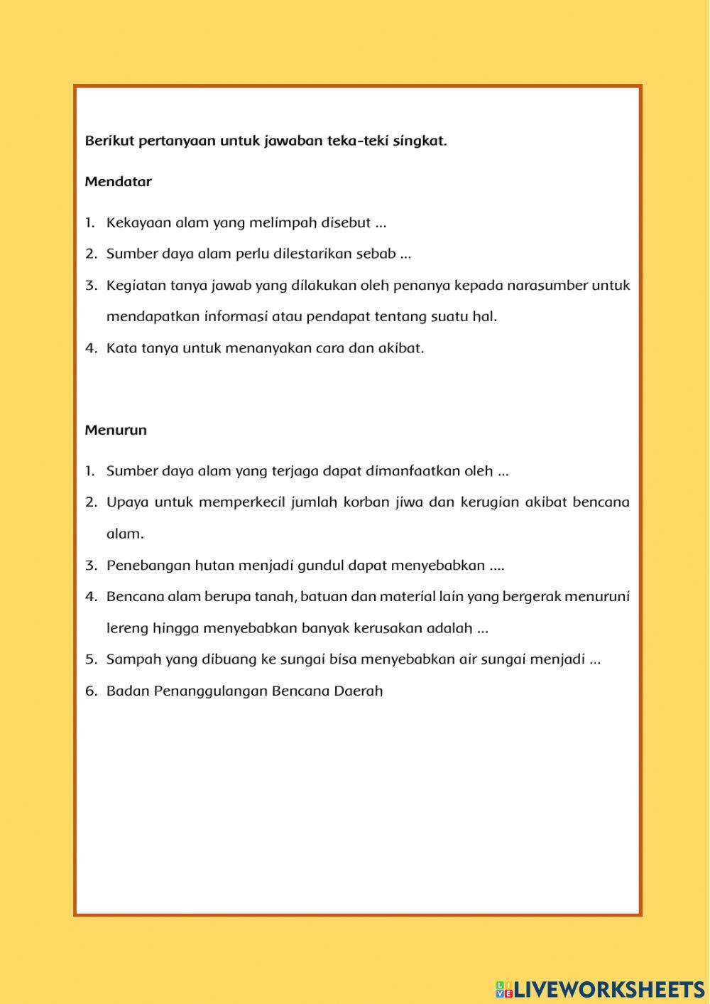 Permainan Teka Teki Singkat