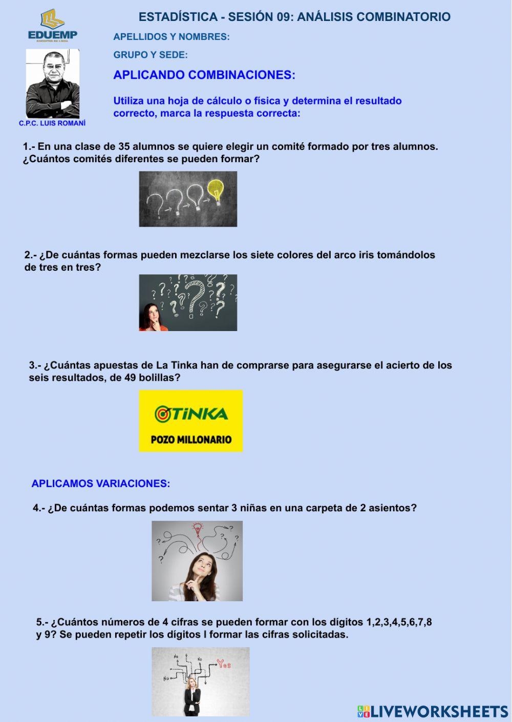 Variaciones y combinaciones