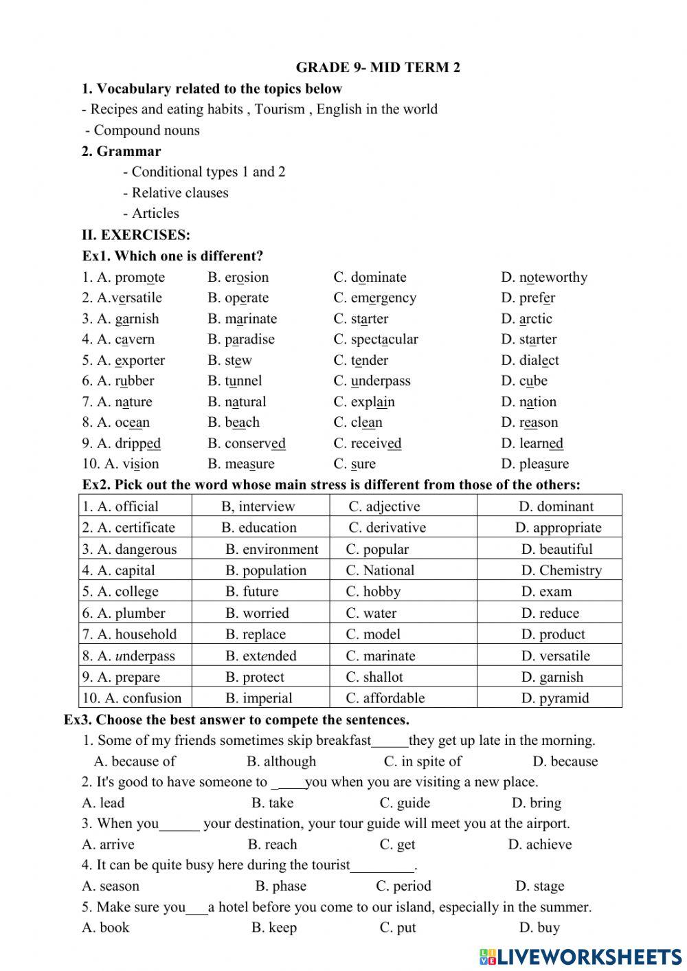 Grade 9- Midterm test 2