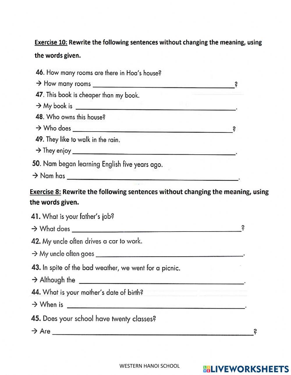 5A - Rewrite the sentences