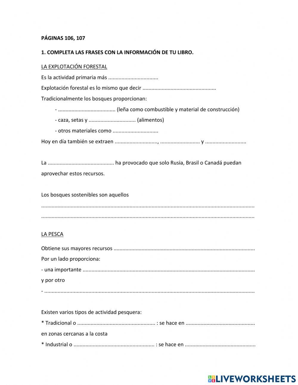 Explotacion forestal y la pesca