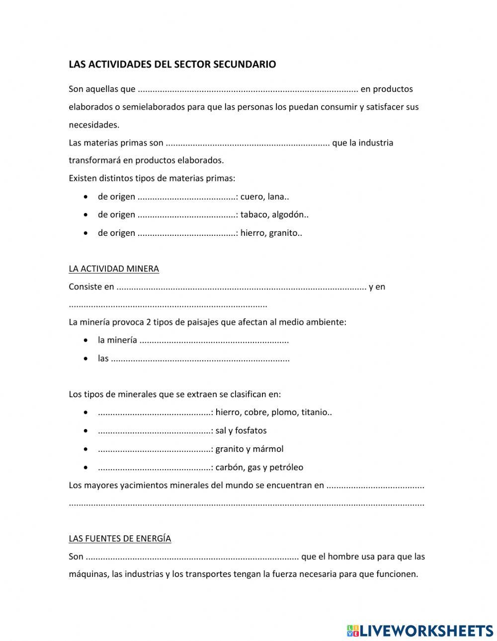 Actividades del sector secundario