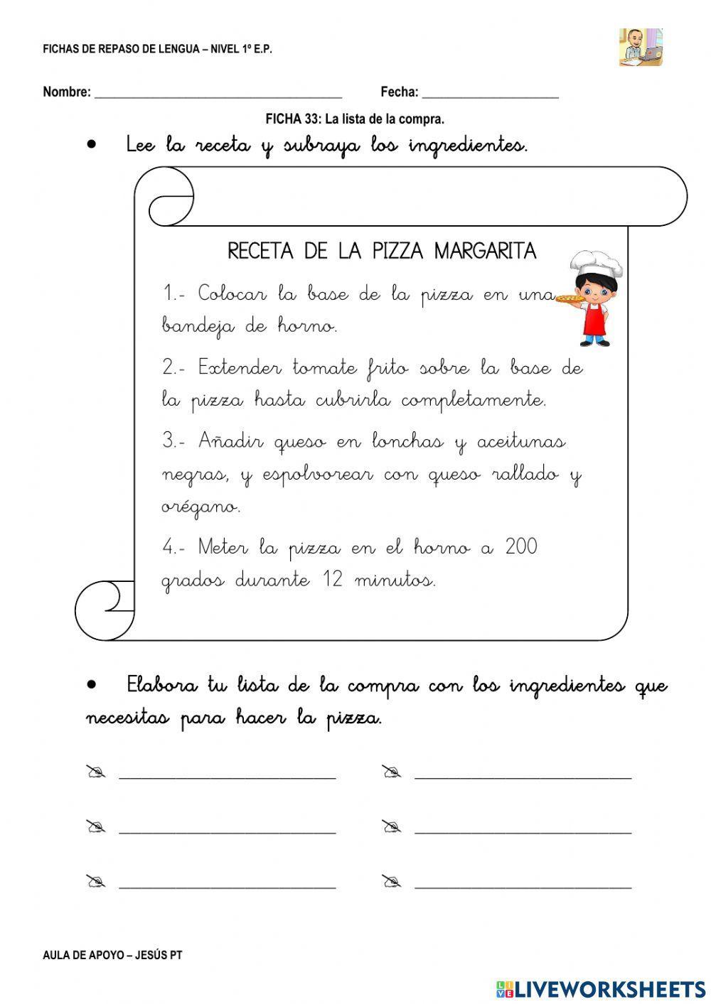 Ficha Lengua 33-1EP-Lista de la compra