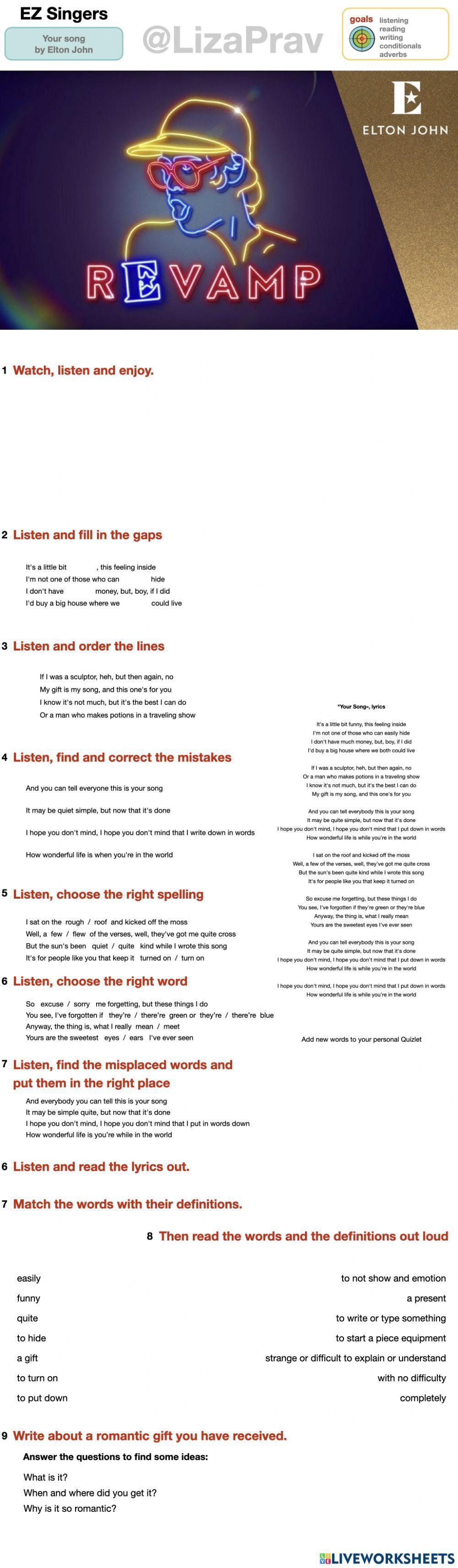 Your Song by Elton John EZ