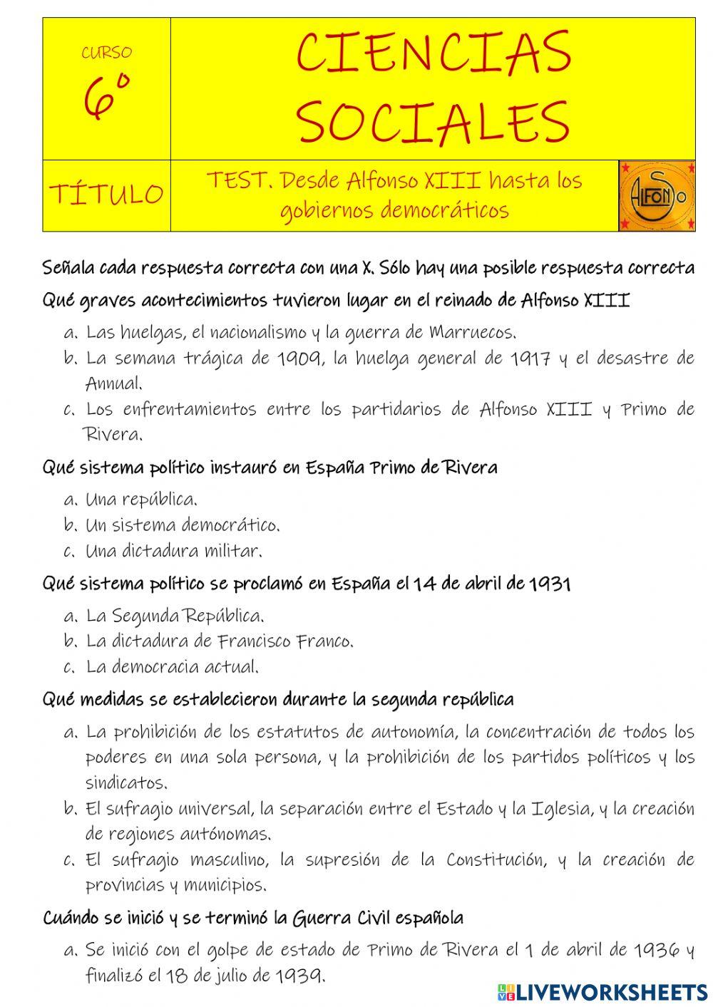 Desde Alfonso XIII hasta los gobiernos actuales Desde Alfonso XIII hasta los gobiernos actuales