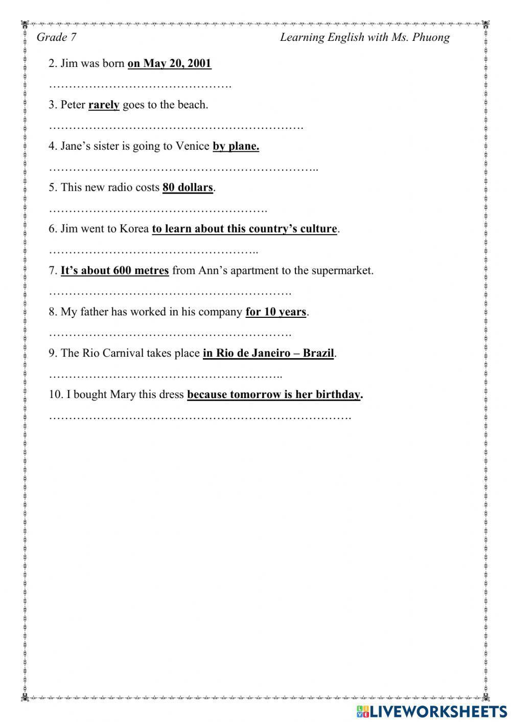 English 7 - Unit 9 - Grammar