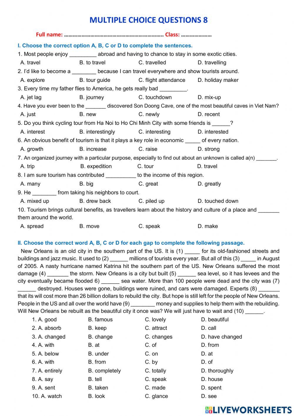 G9- Unit test 8 + MCQ 8 - Ms Phuong