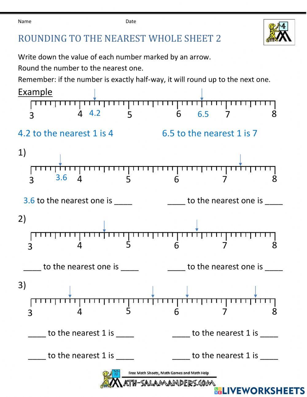 Rounding decimals online exercise for live worksheets