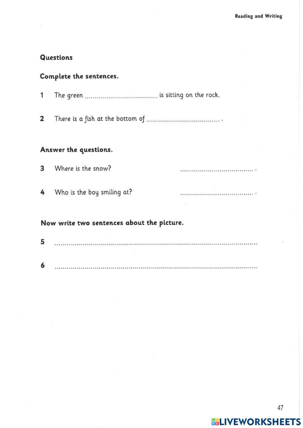 MOVERS TEST 2 - READING - WRITING PART 5,6