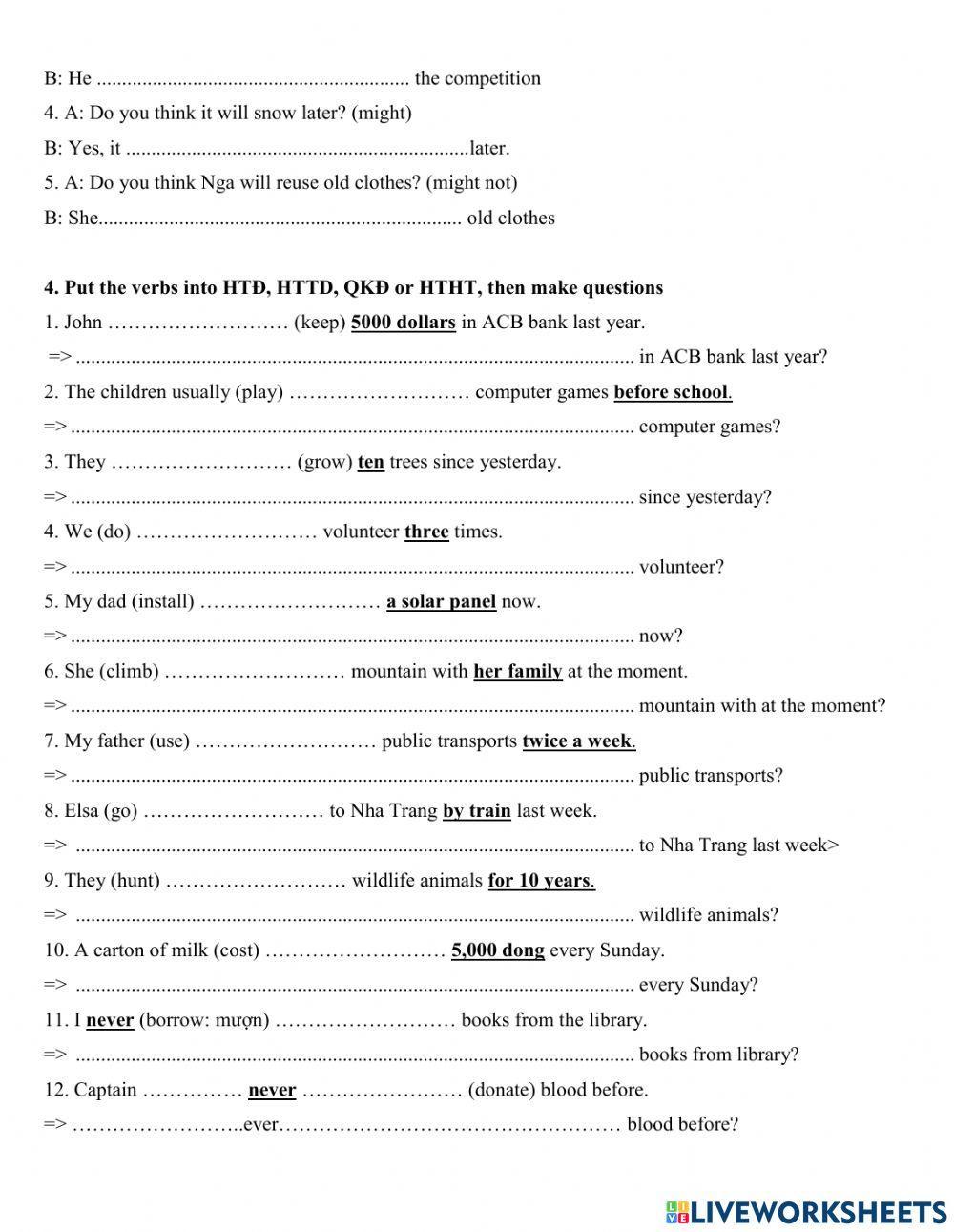 Group 5 - might + tenses review