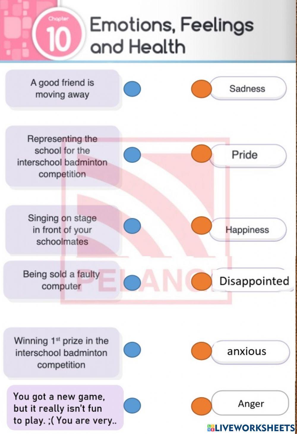 Worksheet 2 (Chapter 10) Emotions