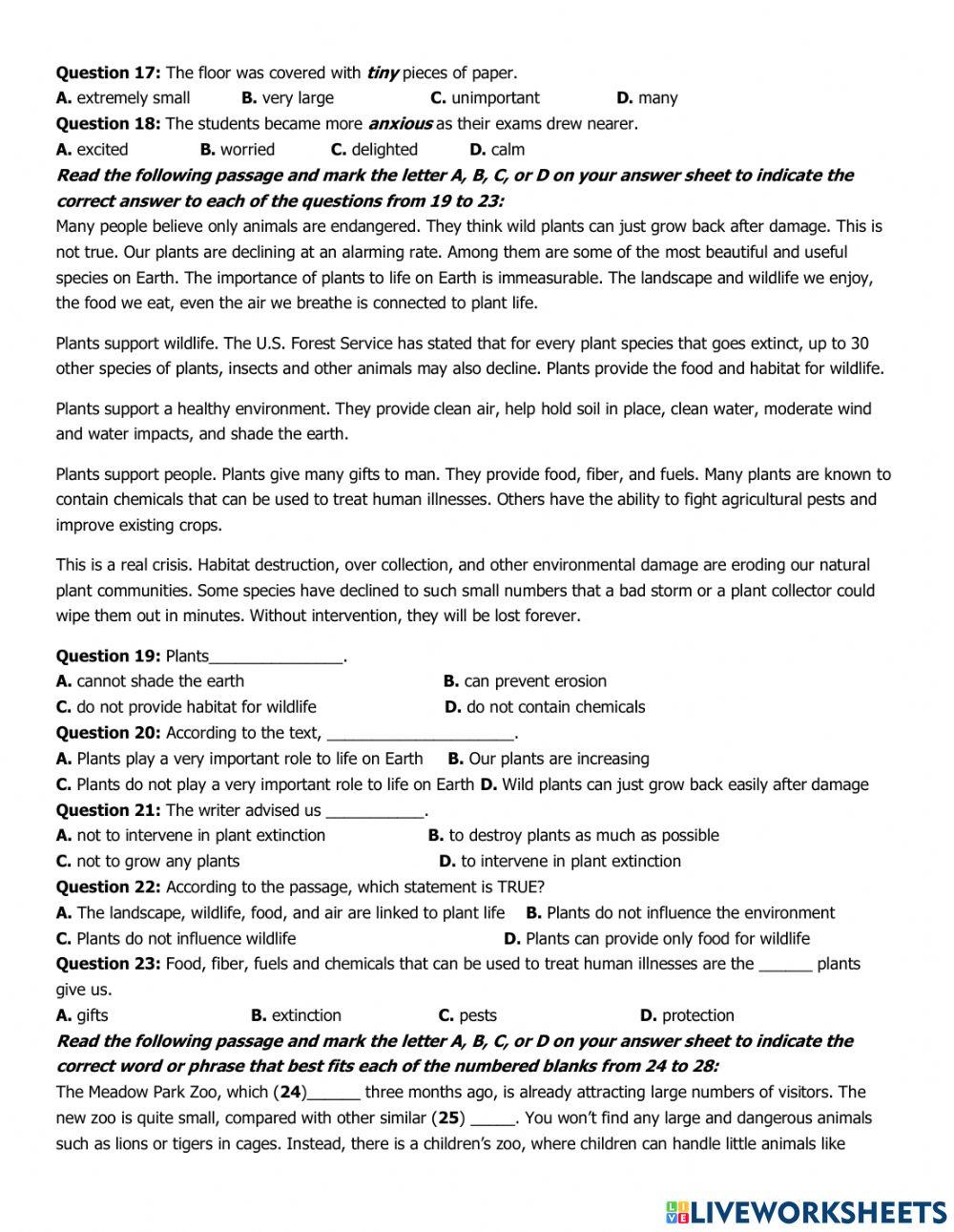 Grade 10 SECOND MID TERM TEST A