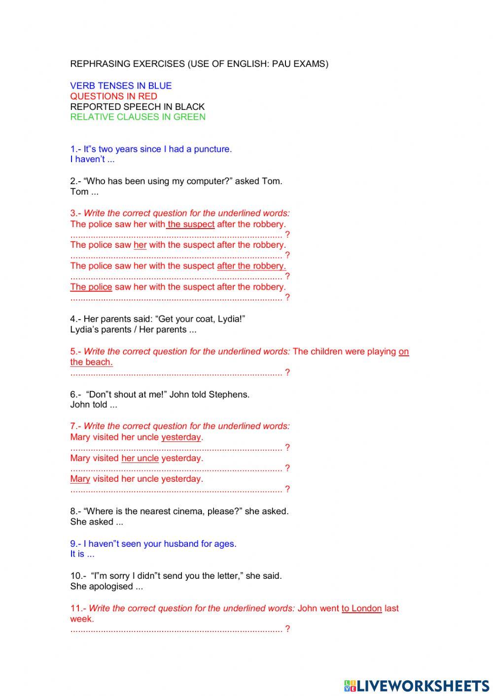 Rephrasing Selectividad