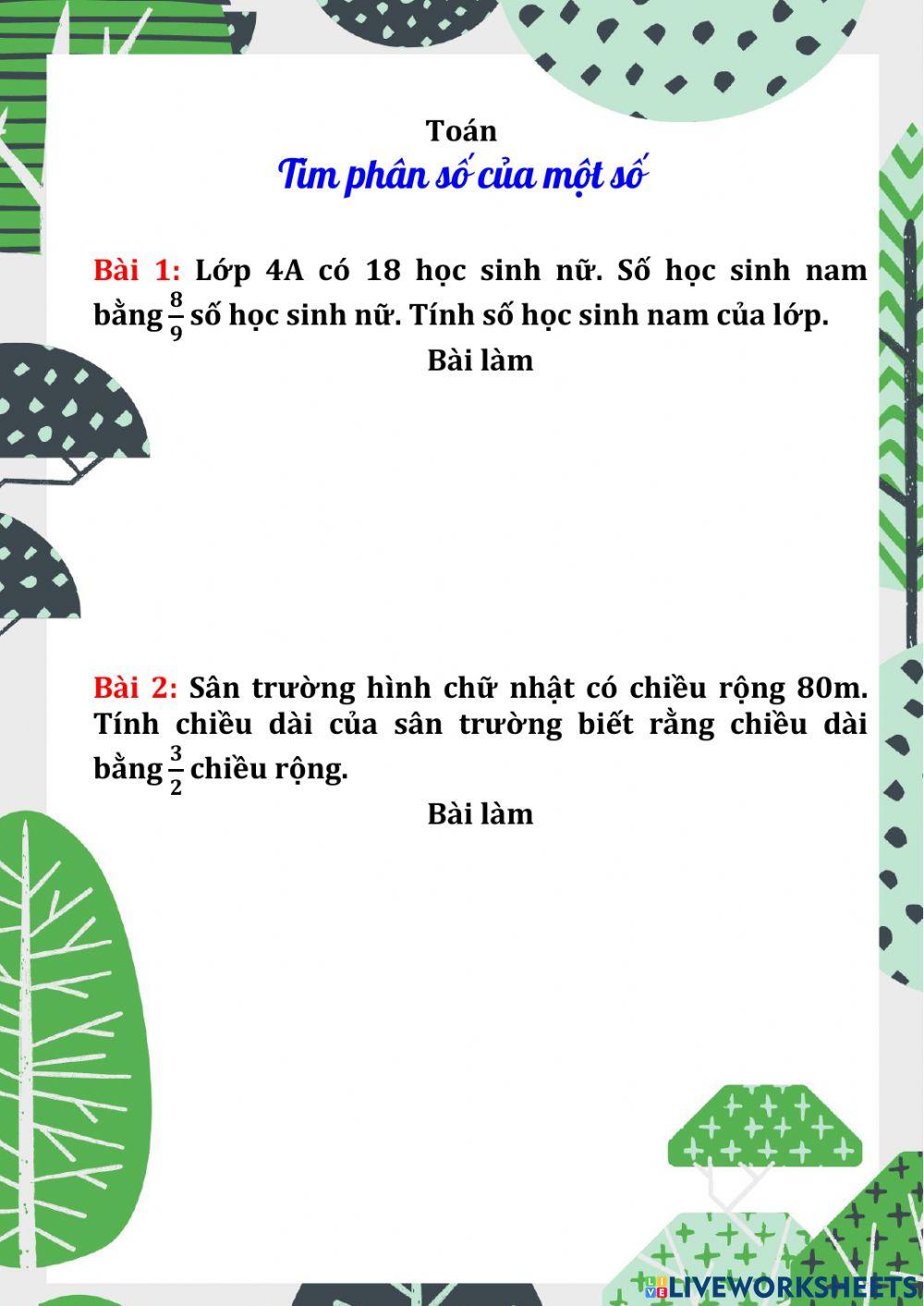 Tìm phân số của một số