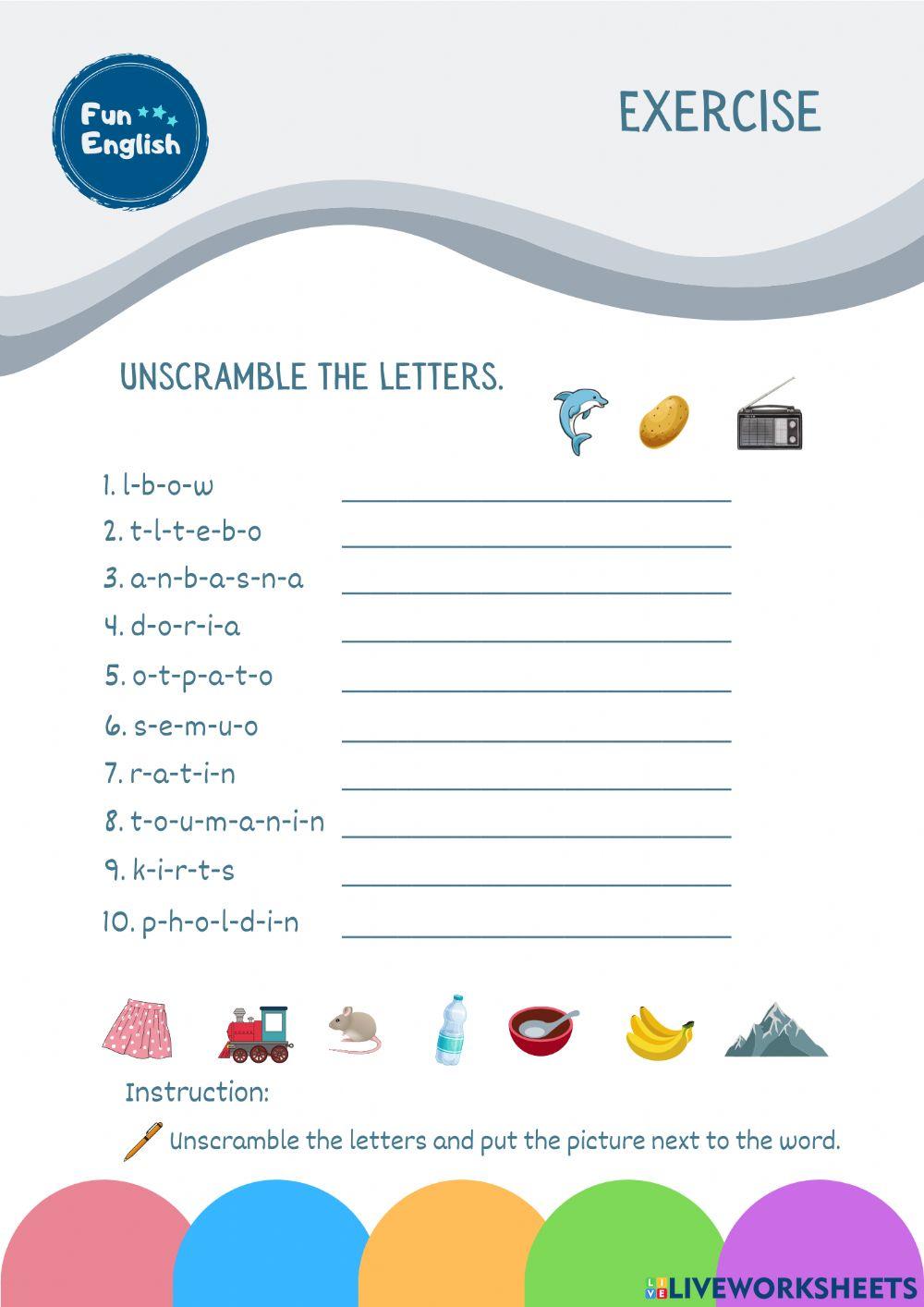 Unscramble The Letters Live Worksheets