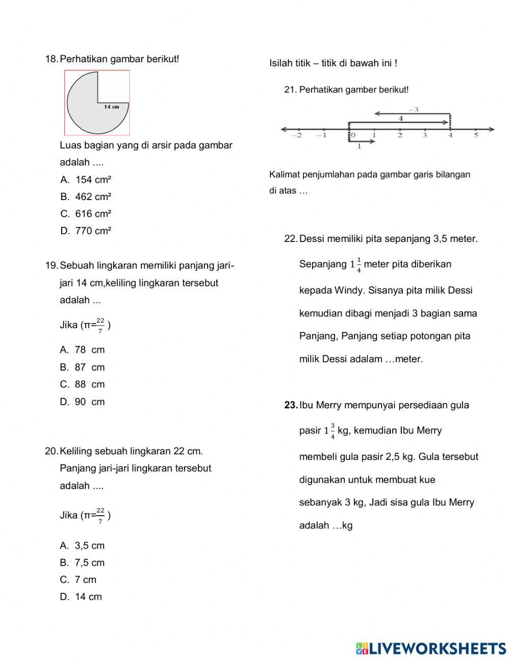 PAS matematika kelas 6 tahun 2012 - 2013