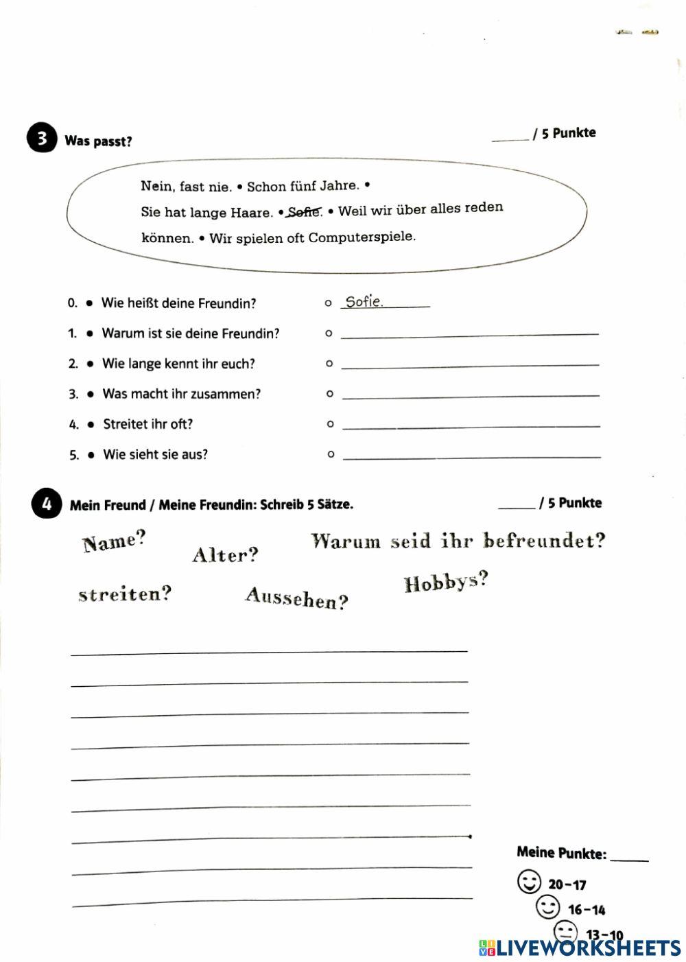 Die Deutschprofis A2.1 Test 2 online exercise for | Live Worksheets