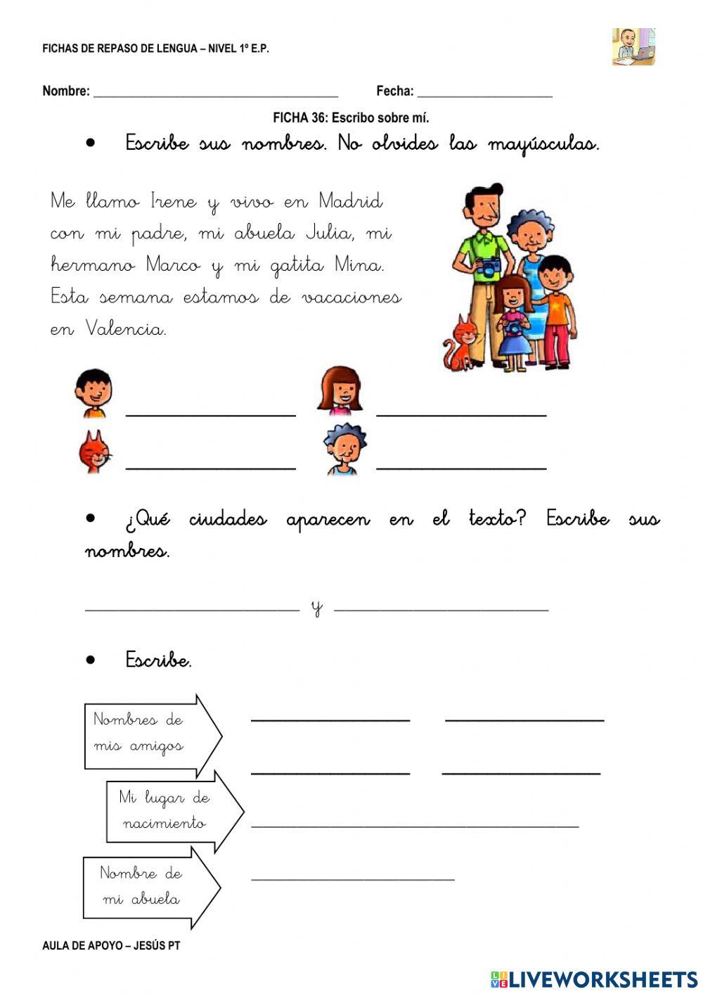 Ficha Lengua 36-1EP-Escribo sobre mí