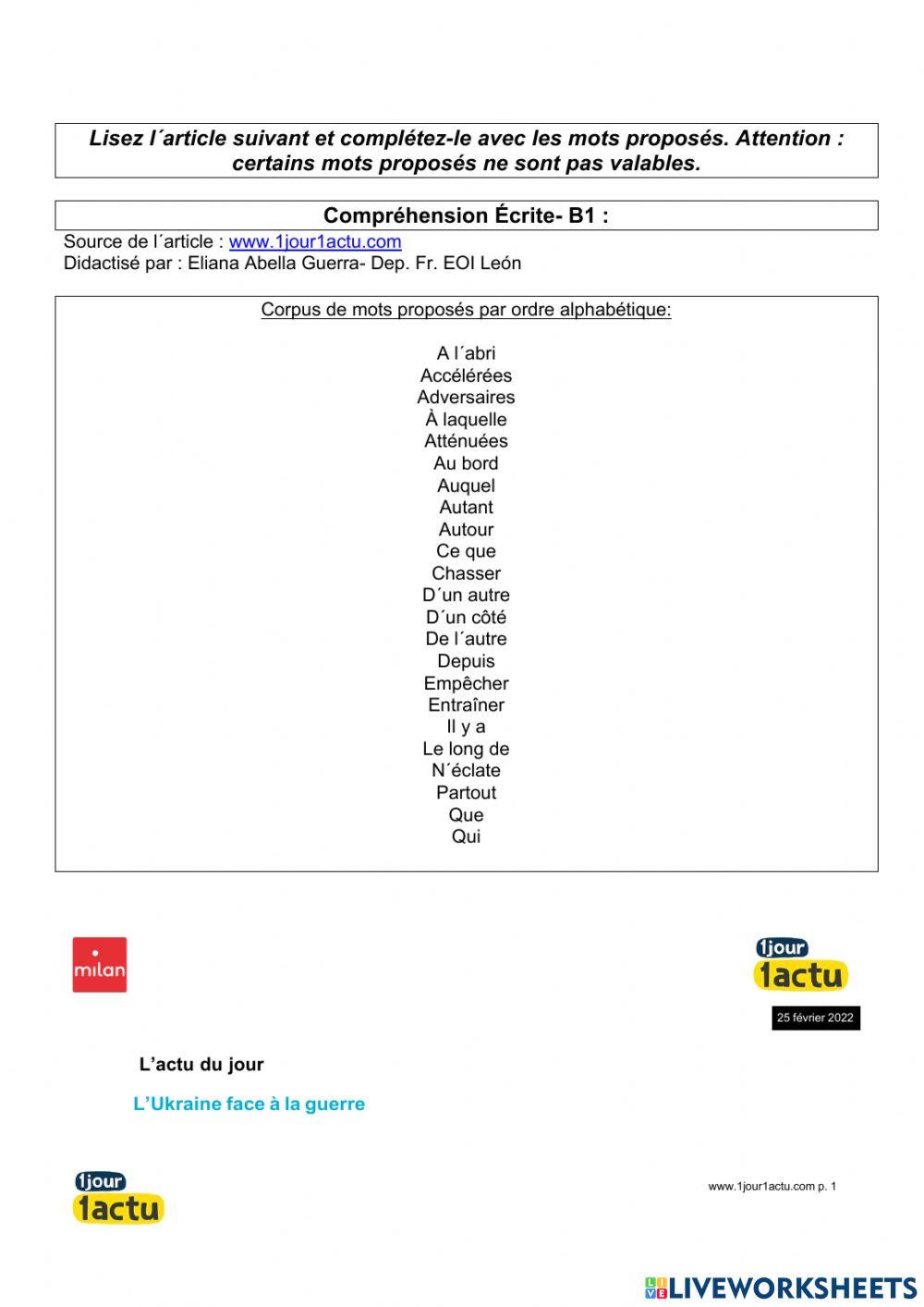 CE Article presse La Guerre en Ukraine