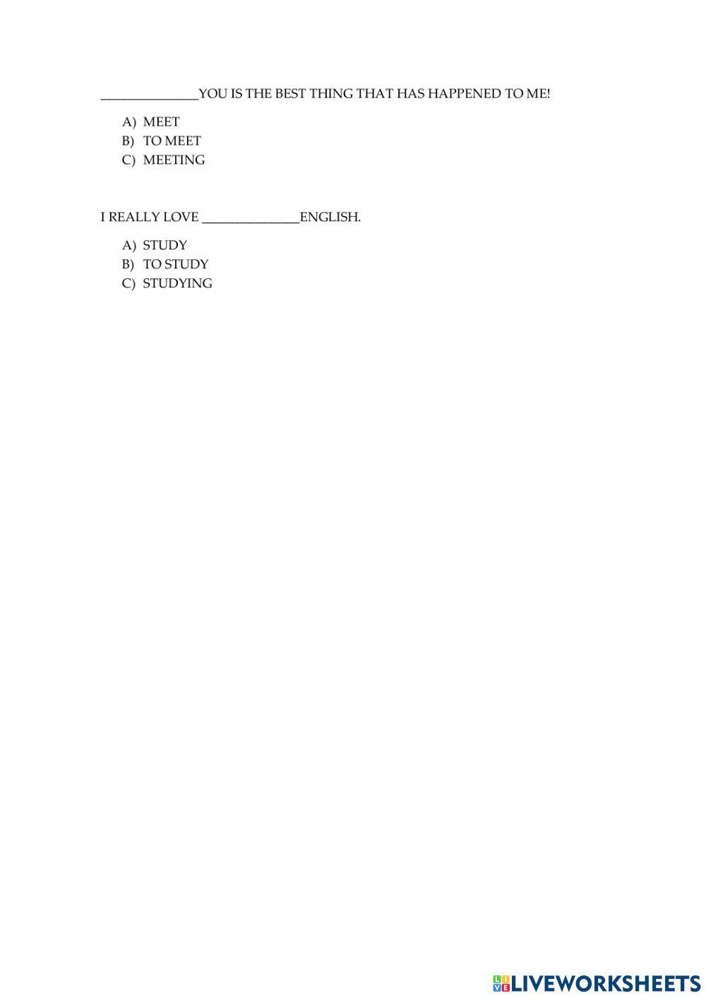 Uses of the -ing form and the infinitive