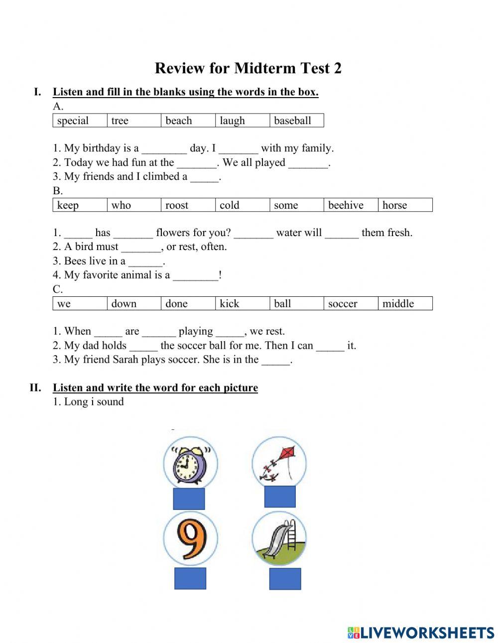 Review for Midterm Test 2