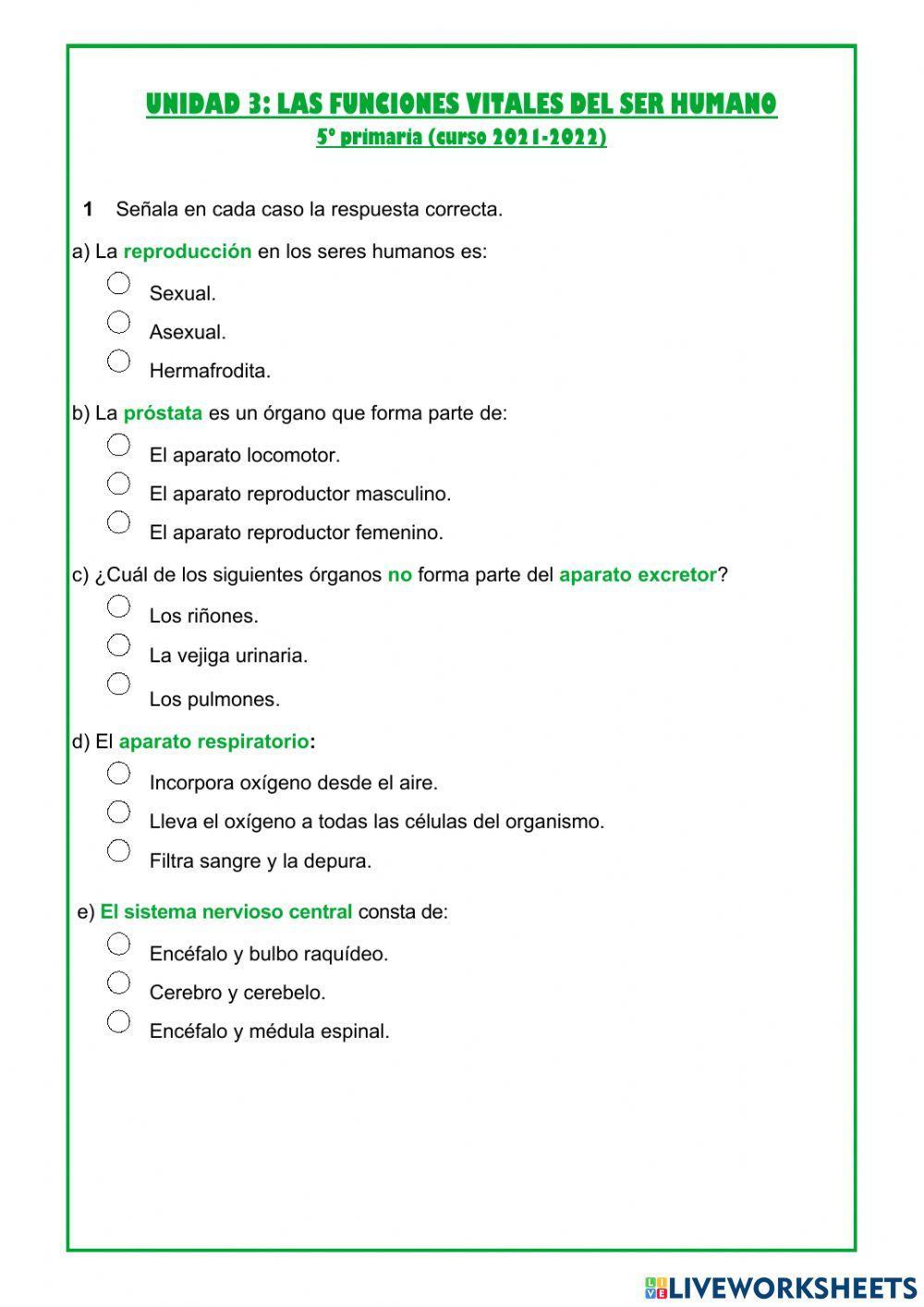 Las funciones vitales del ser humano