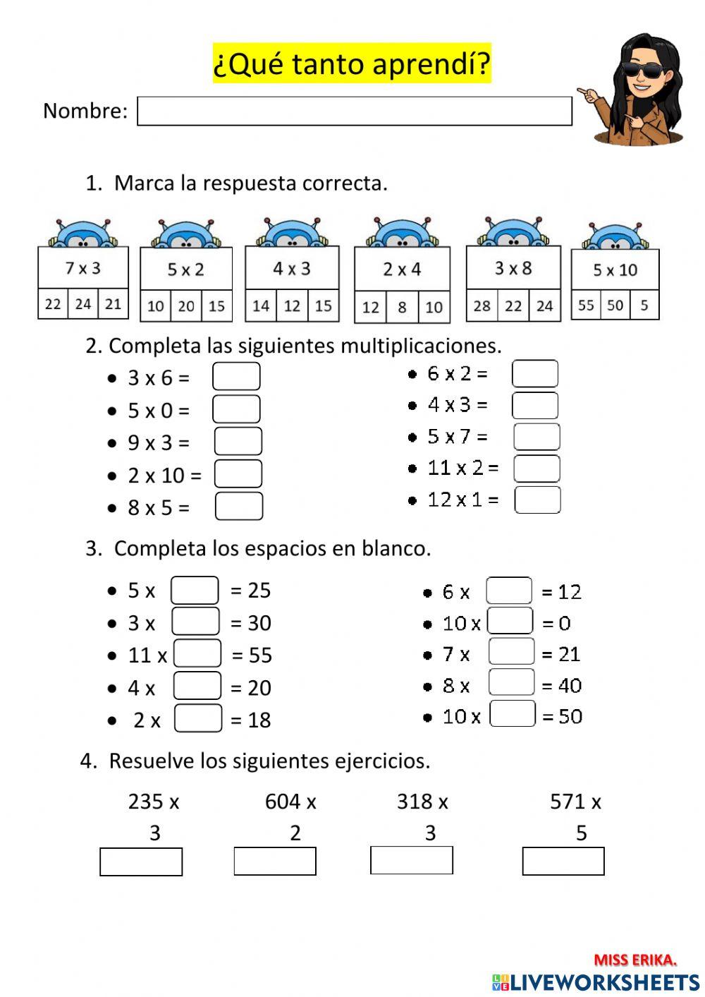Practica de multiplicacion (2, 3, 5)