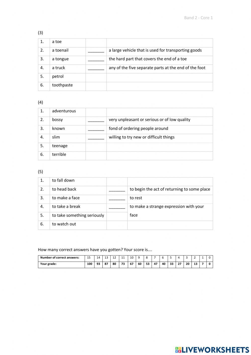 Band 2 (Core 1) - Unit 41 - Test