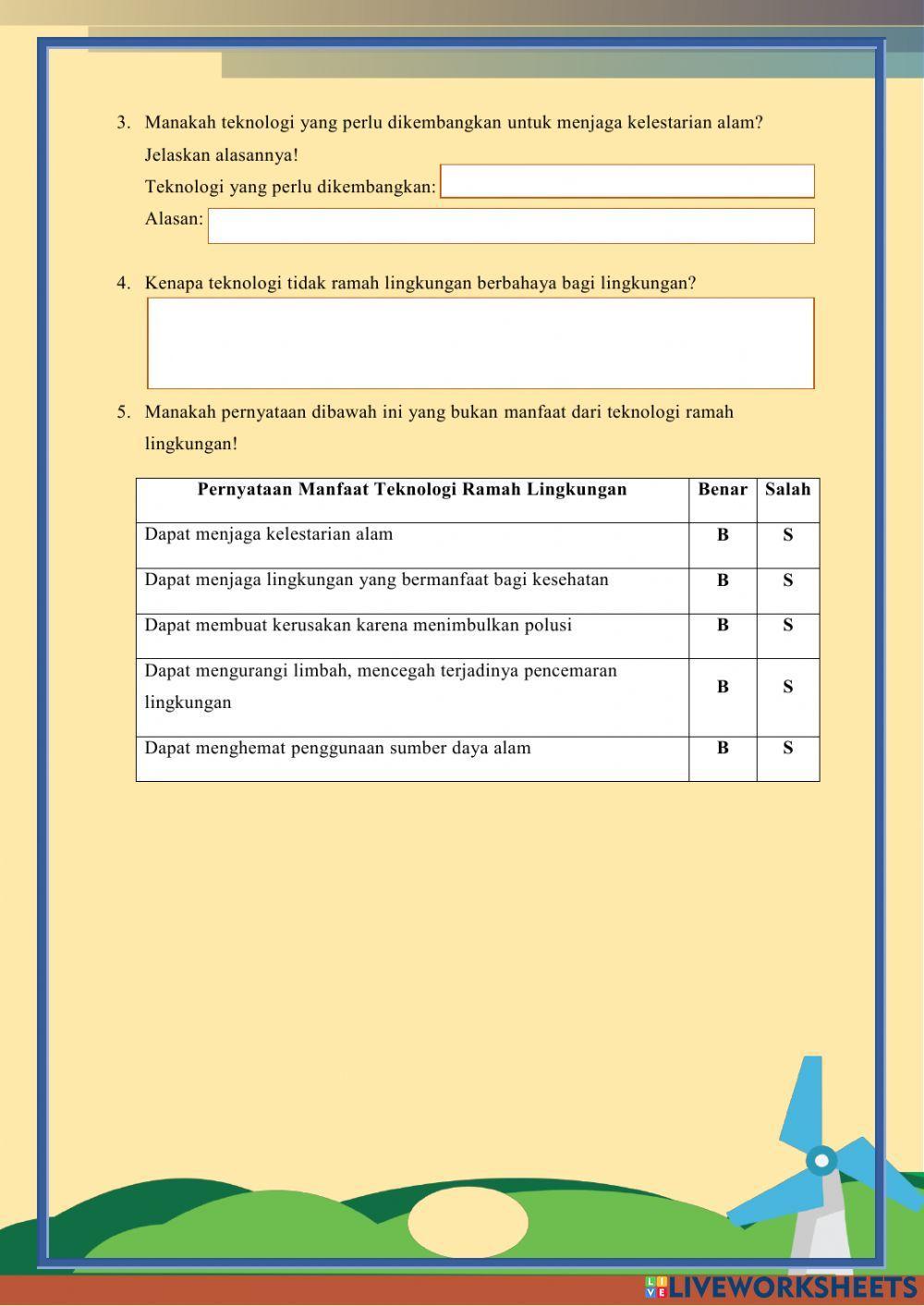 LKPD Teknologi Ramah Lingkngan dan Teknologi Tidak Ramah Lingkungan