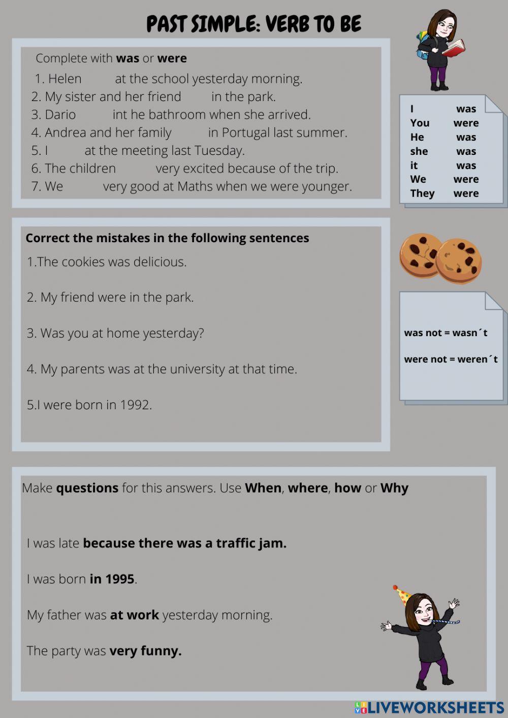 Past Simple: verb to be