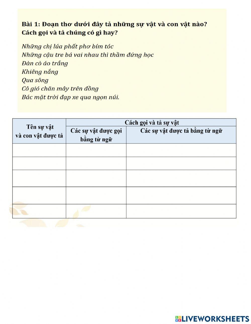 Bài tập nhân hóa