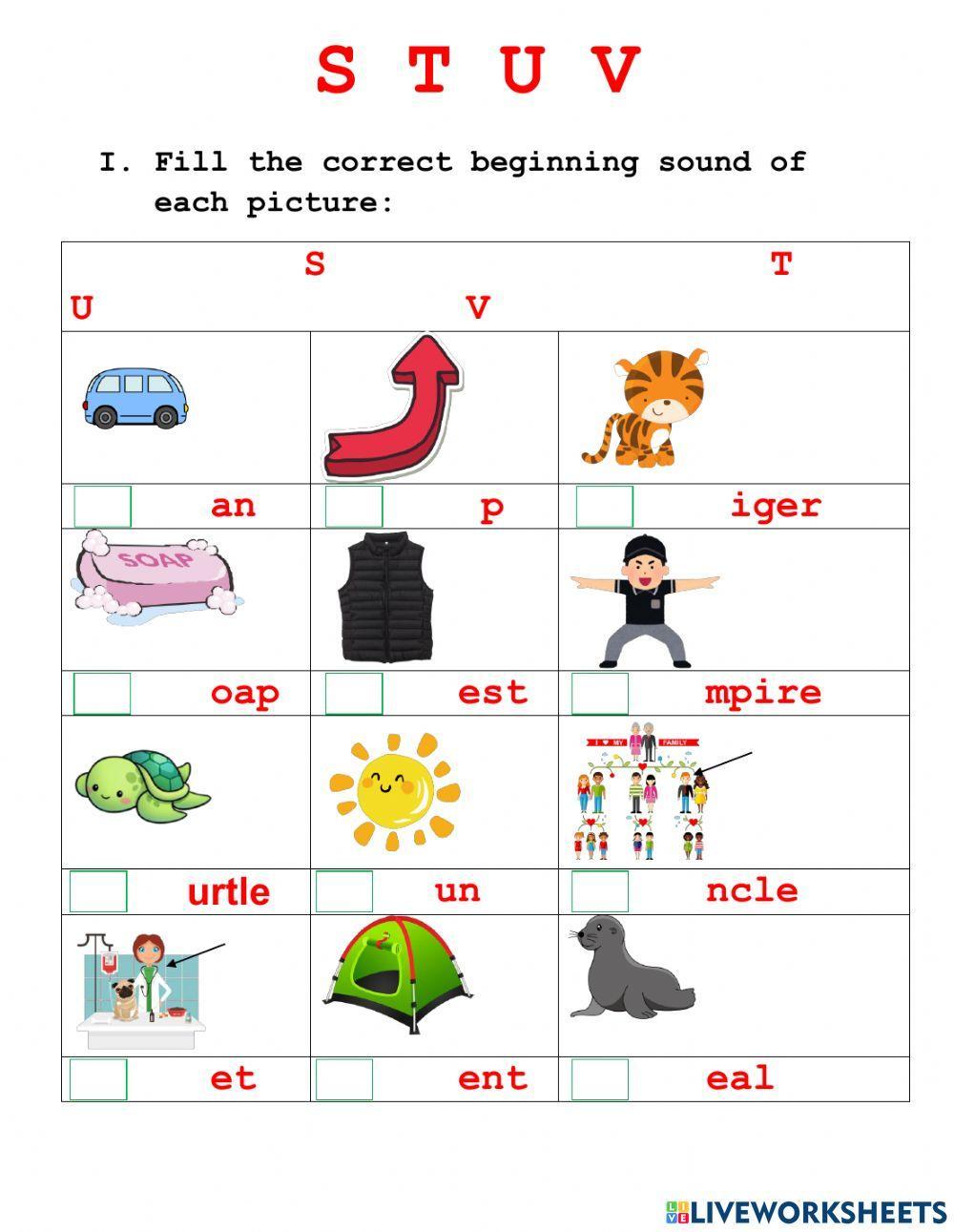 S T U V phonics 1
