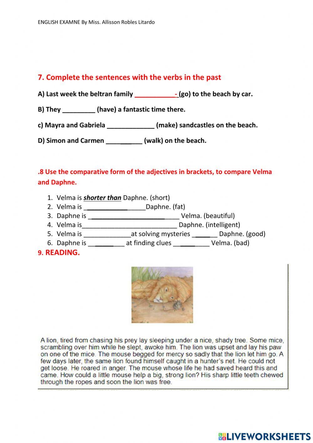 Examen atrasado quinto