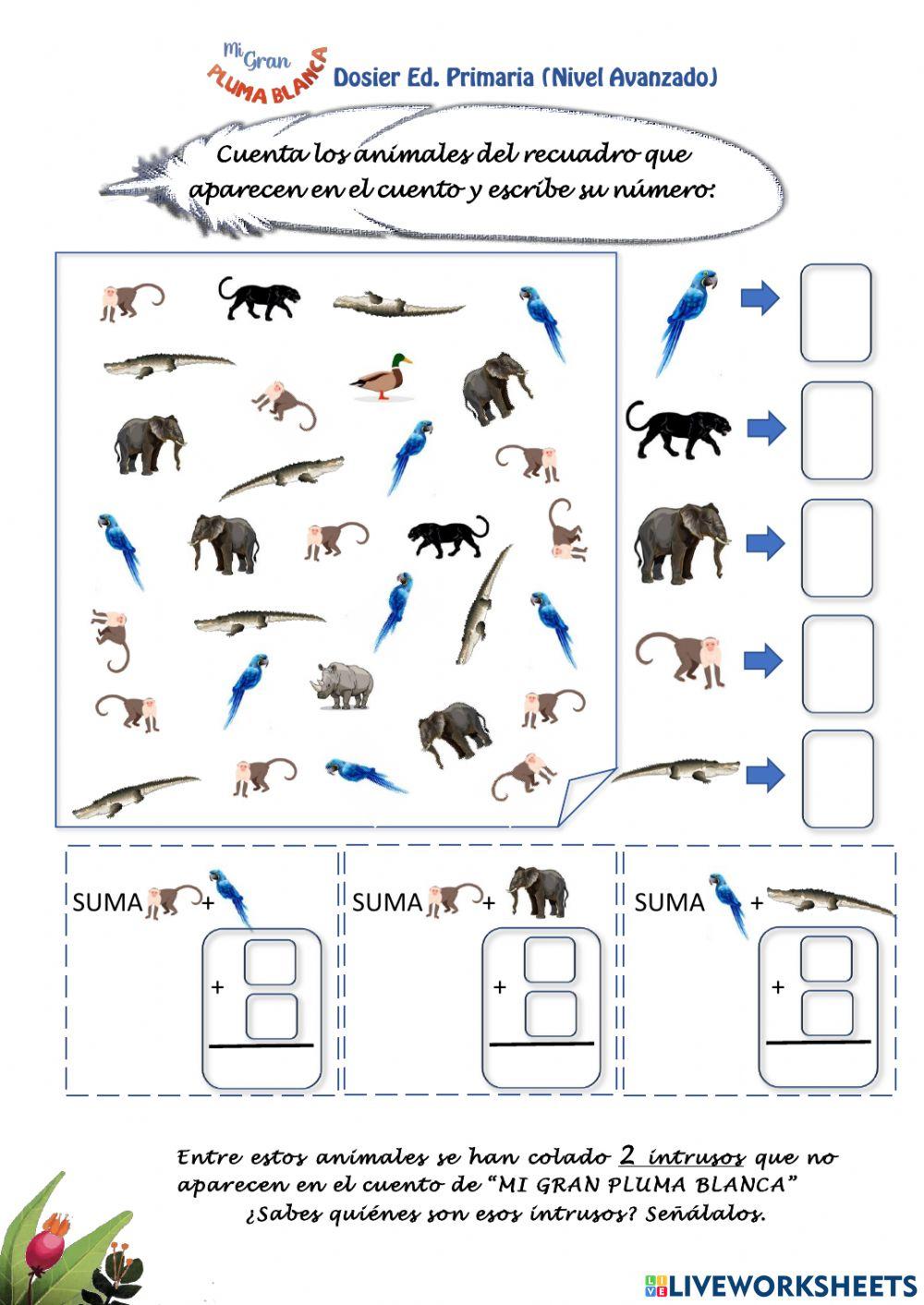 Pluma Blanca Conteo y Suma Primaria