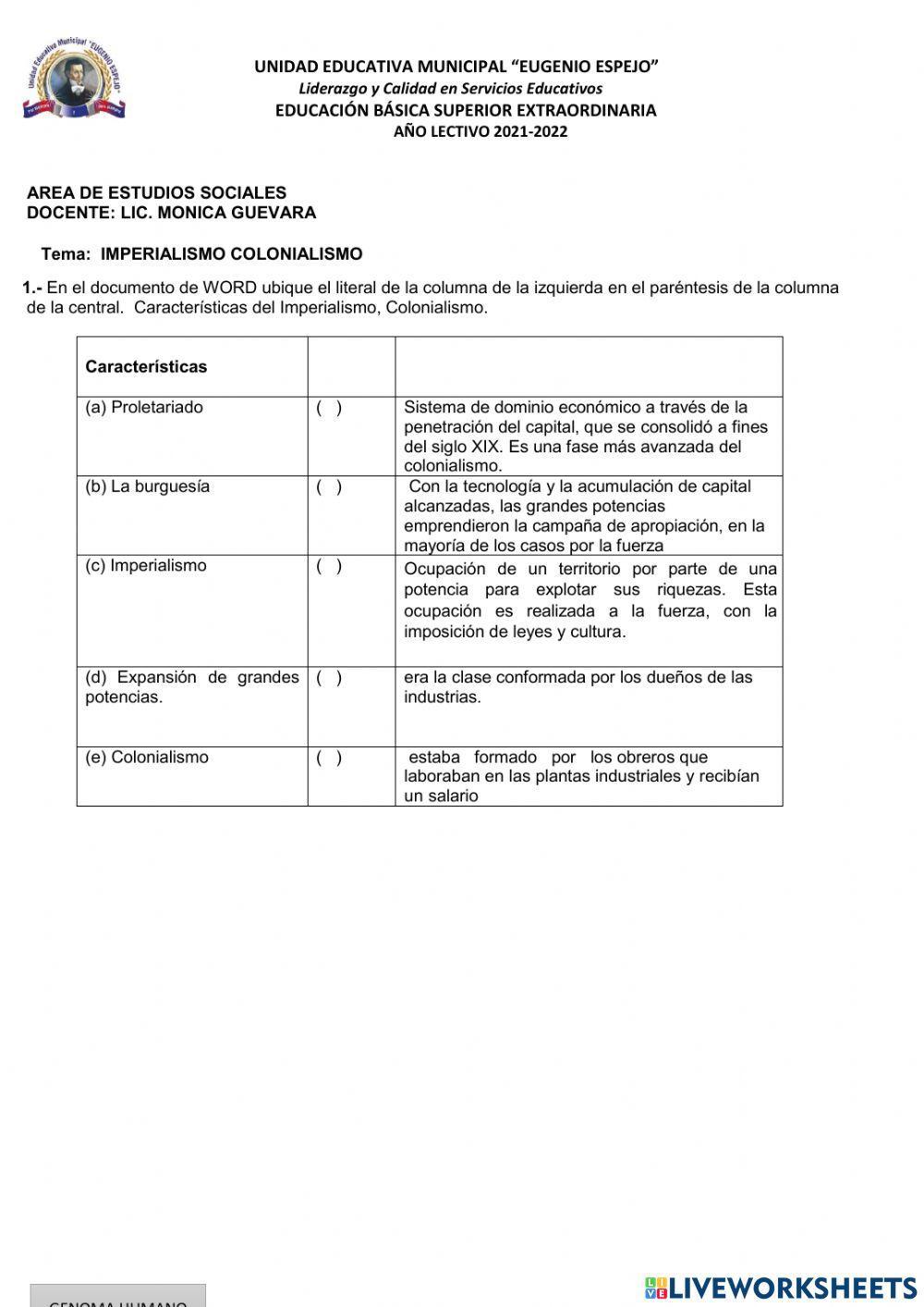 Imperialismo, colonialismo características