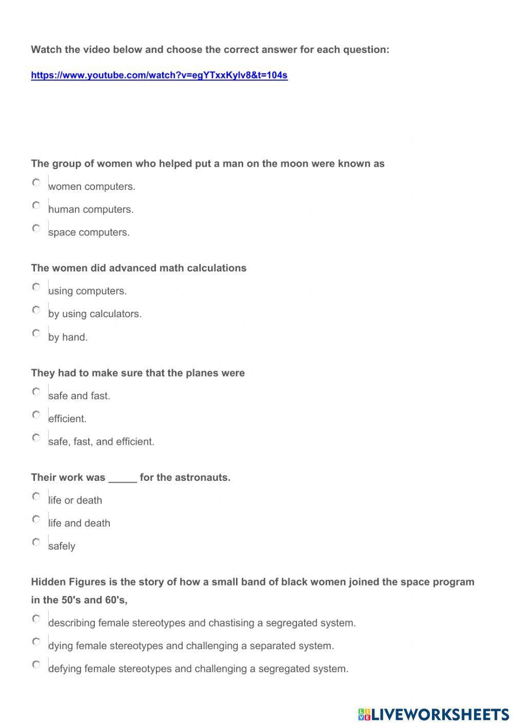 Hidden Figures - Before watching the film