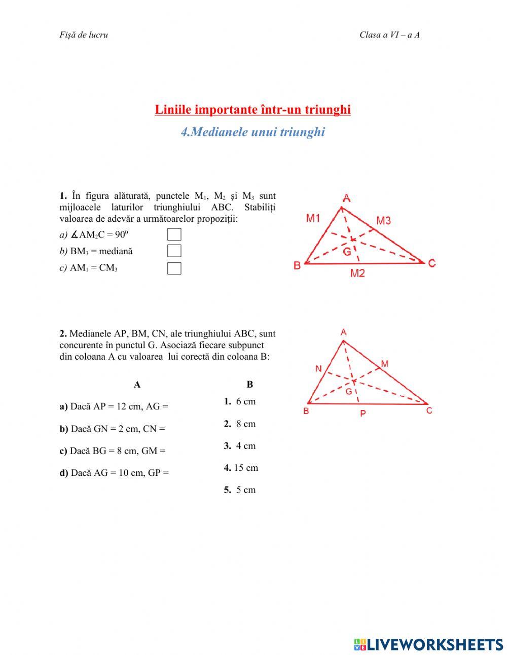 Medianele unui triunghi