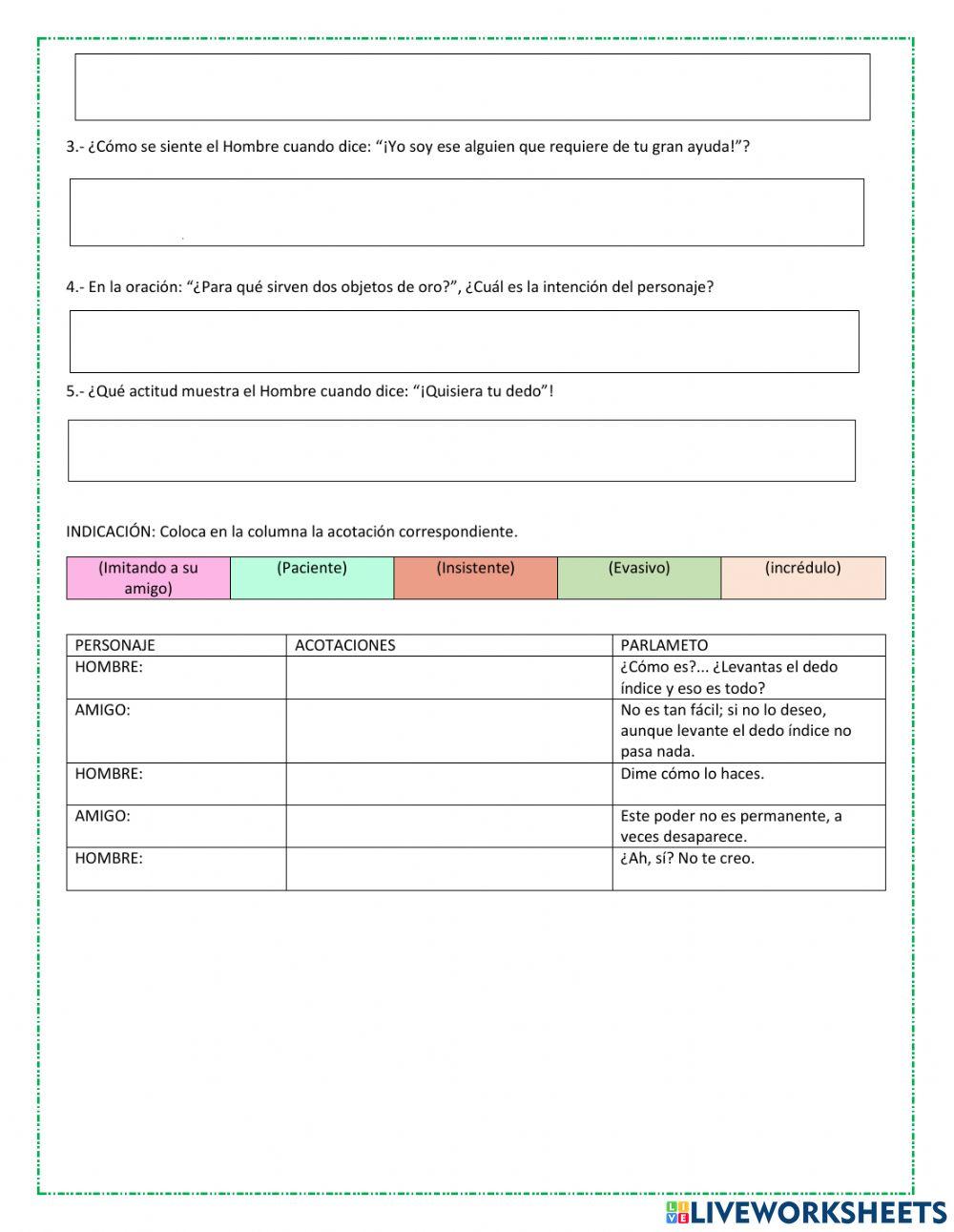 El dialogo de los personajes