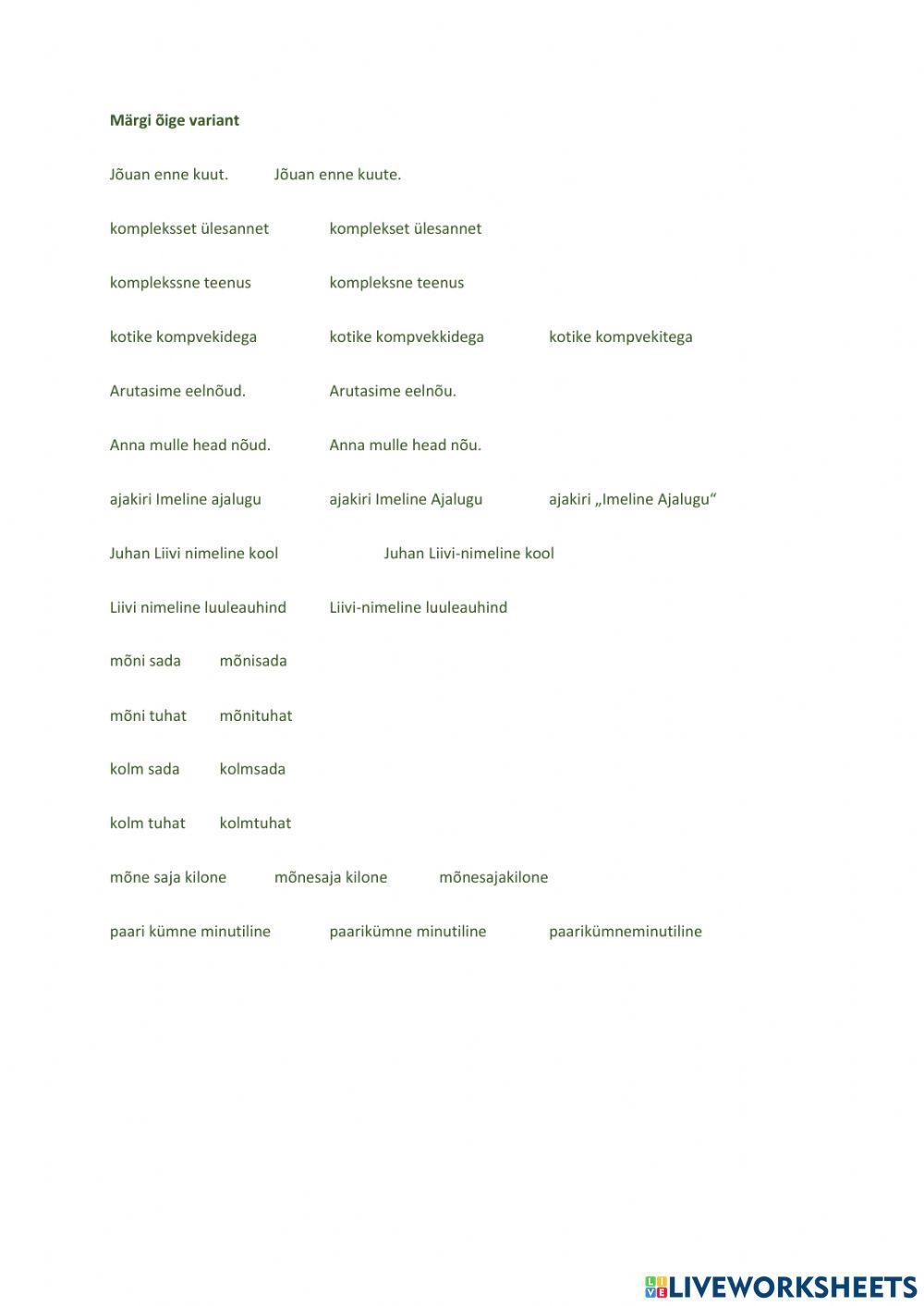 Veaohtlikud sõnad. Kordamine 9. klassi lõpueksamiks