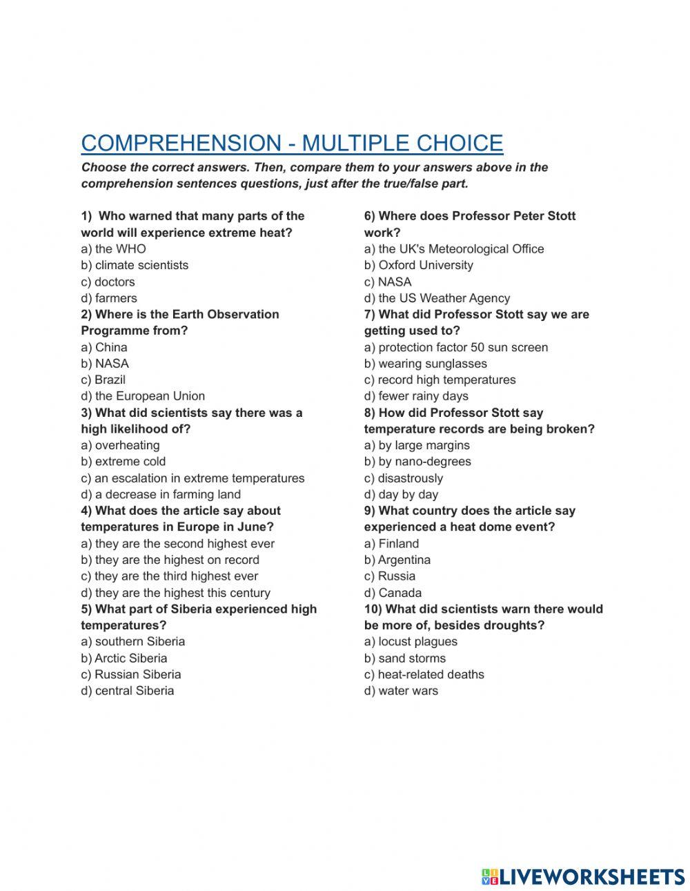 Extreme Heat - Reading-Listening