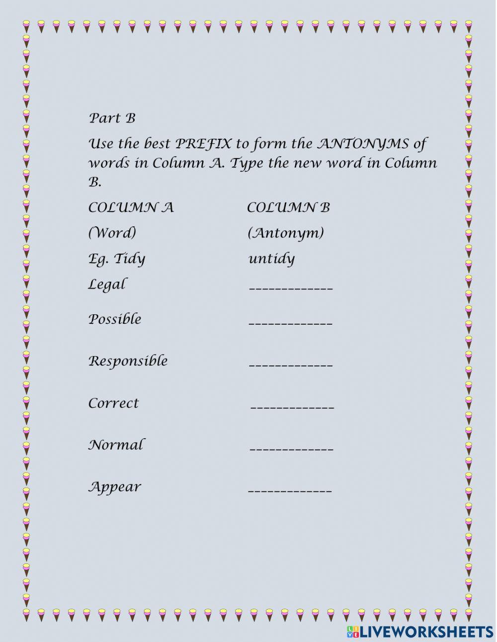 Synonyms and antonyms