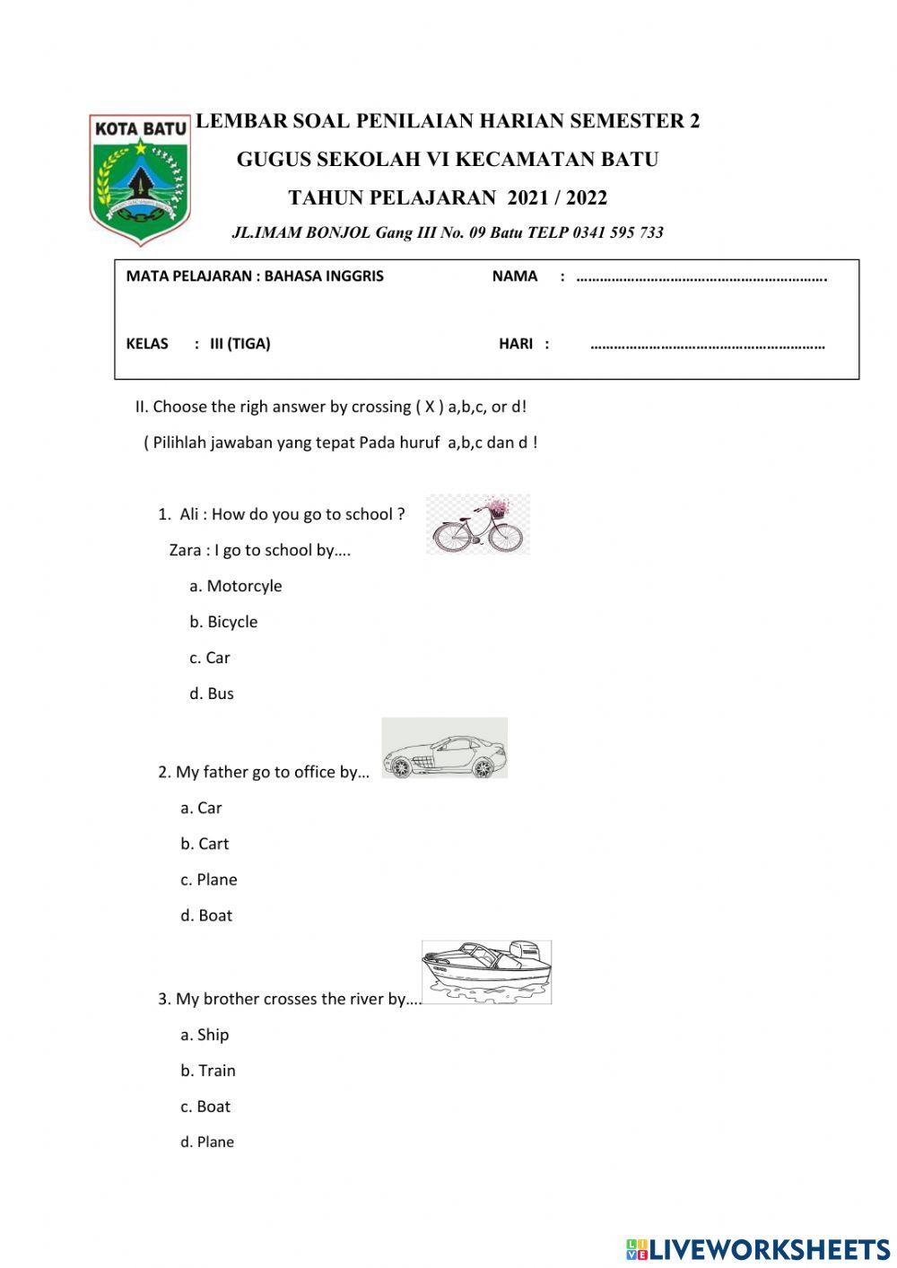 Penilaian Harian Bahasa Inggris 3