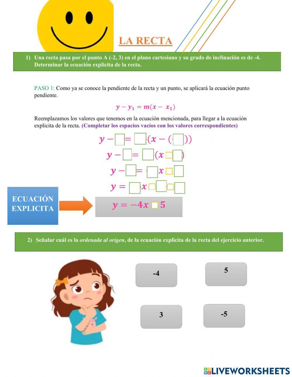 La ecuación de la recta