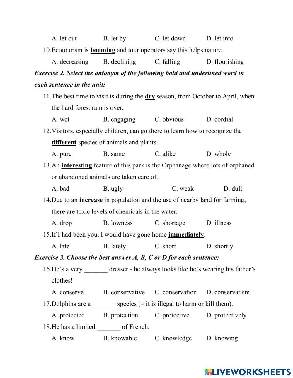 More Vocabulary on National Parks