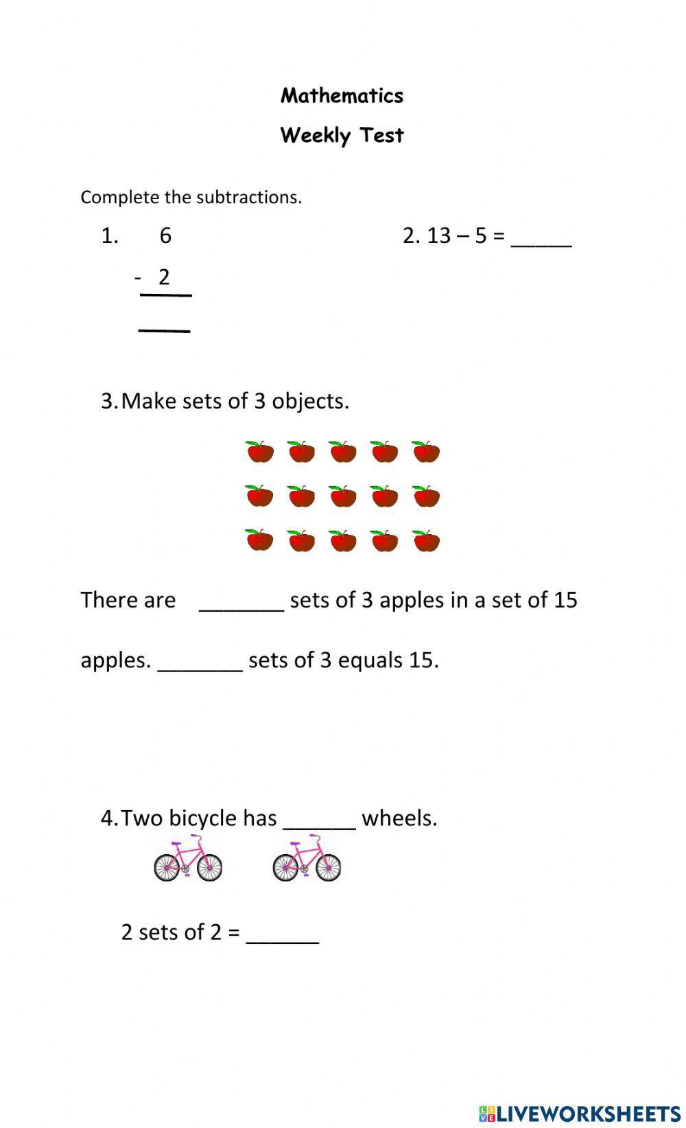 Mathematics Weekly Test