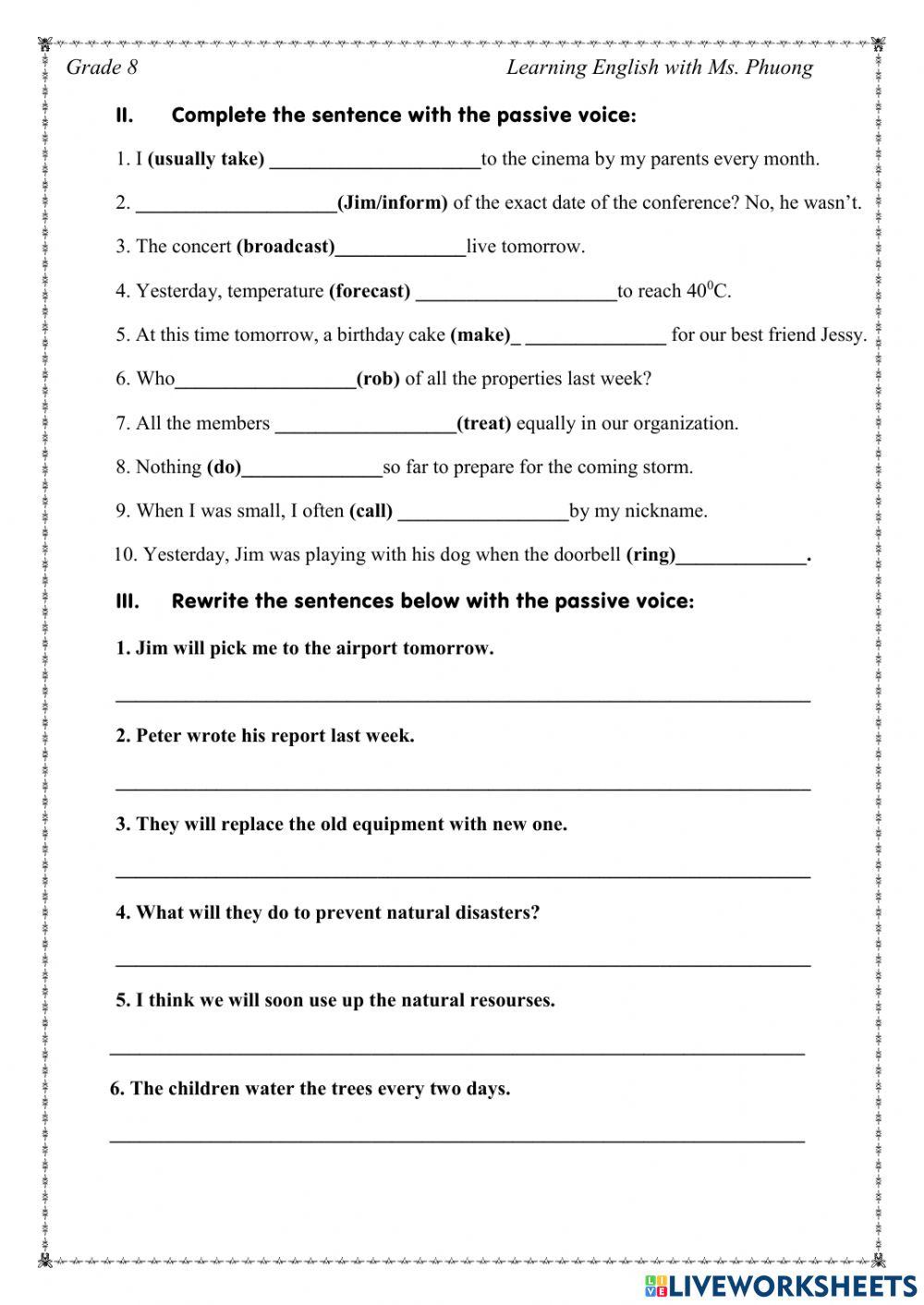 English 8 - Unit 9 - Grammar - The passive voice